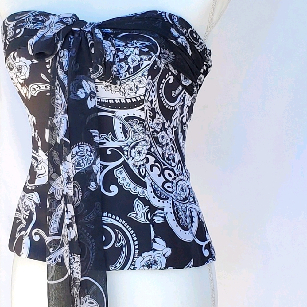 White House Black Market Strapless Back Zip Blouse - Picture 3 of 6
